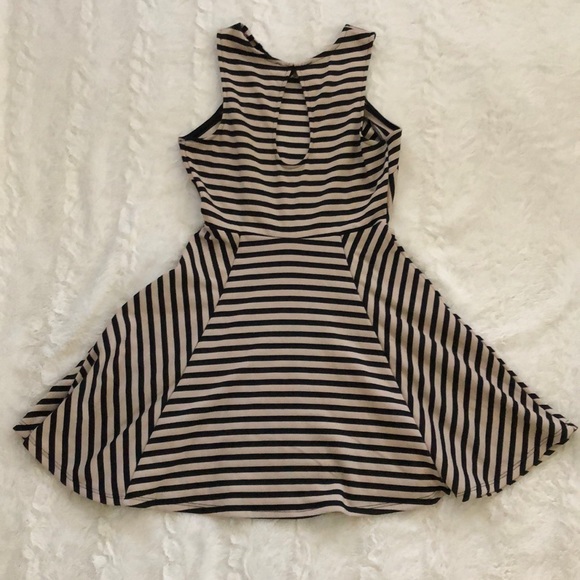 Cream & Black Striped Skater Dress - Picture 2 of 2